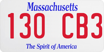 MA license plate 130CB3