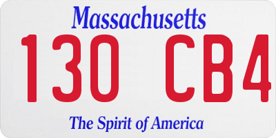 MA license plate 130CB4