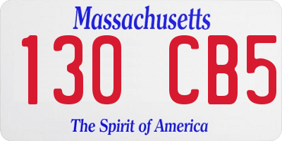 MA license plate 130CB5