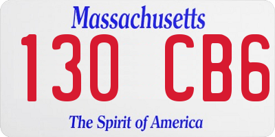 MA license plate 130CB6