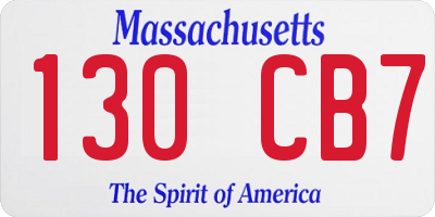 MA license plate 130CB7