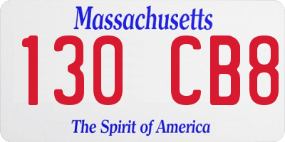 MA license plate 130CB8