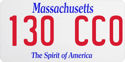 MA license plate 130CC0