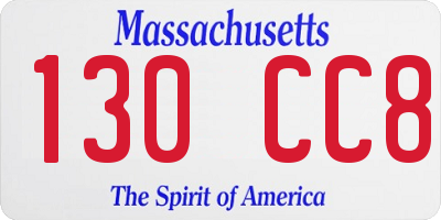 MA license plate 130CC8