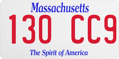 MA license plate 130CC9