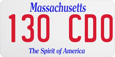 MA license plate 130CD0
