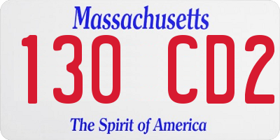 MA license plate 130CD2