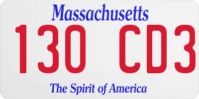 MA license plate 130CD3