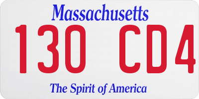 MA license plate 130CD4
