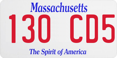 MA license plate 130CD5