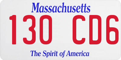 MA license plate 130CD6