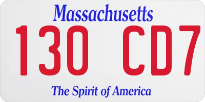 MA license plate 130CD7