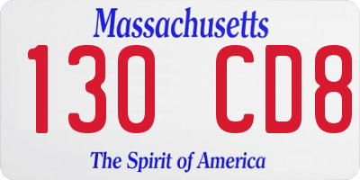 MA license plate 130CD8