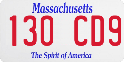 MA license plate 130CD9