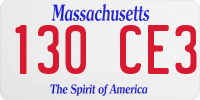 MA license plate 130CE3