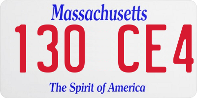 MA license plate 130CE4