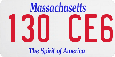 MA license plate 130CE6