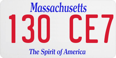MA license plate 130CE7