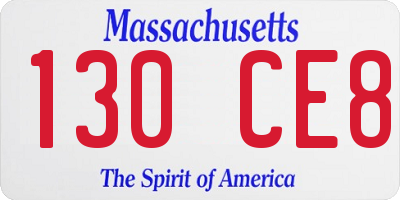 MA license plate 130CE8