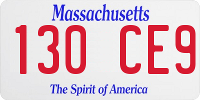 MA license plate 130CE9
