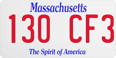 MA license plate 130CF3