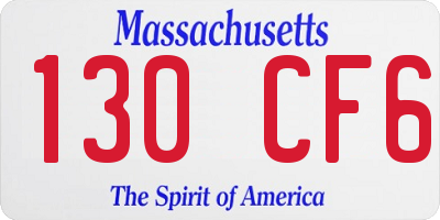 MA license plate 130CF6