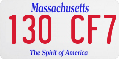 MA license plate 130CF7