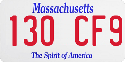MA license plate 130CF9
