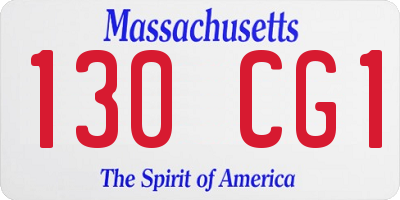 MA license plate 130CG1