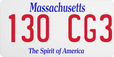 MA license plate 130CG3