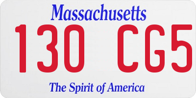 MA license plate 130CG5