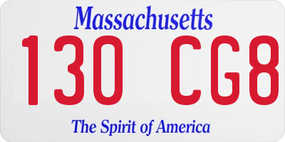 MA license plate 130CG8