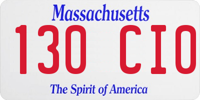 MA license plate 130CI0