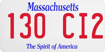 MA license plate 130CI2
