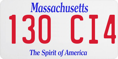 MA license plate 130CI4