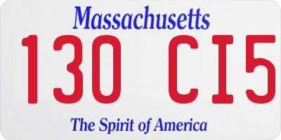 MA license plate 130CI5