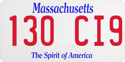 MA license plate 130CI9