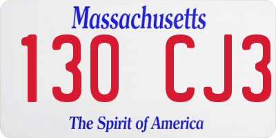 MA license plate 130CJ3