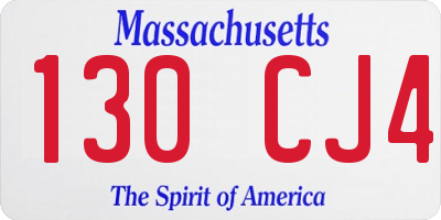 MA license plate 130CJ4