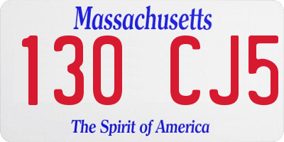MA license plate 130CJ5