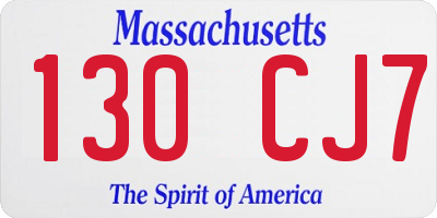 MA license plate 130CJ7