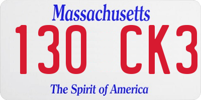 MA license plate 130CK3