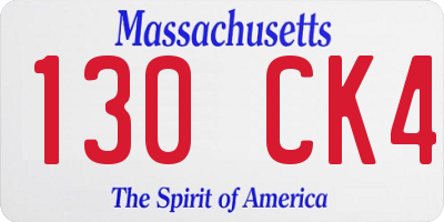 MA license plate 130CK4