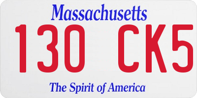 MA license plate 130CK5