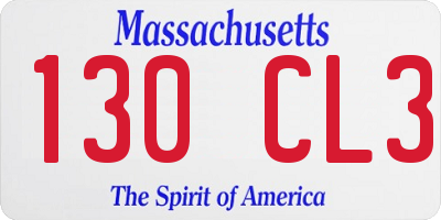 MA license plate 130CL3