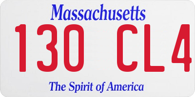 MA license plate 130CL4