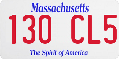MA license plate 130CL5