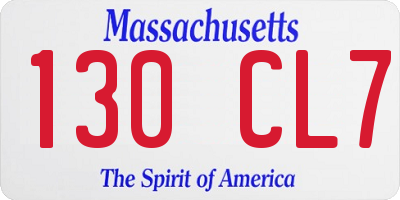 MA license plate 130CL7