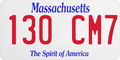 MA license plate 130CM7
