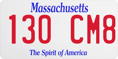MA license plate 130CM8